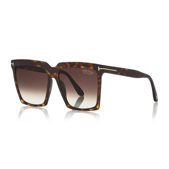Tom Ford Sabrina-02 FT764 58-16 140 Square DARK HAVANA Polarized Sunglasses main image 7